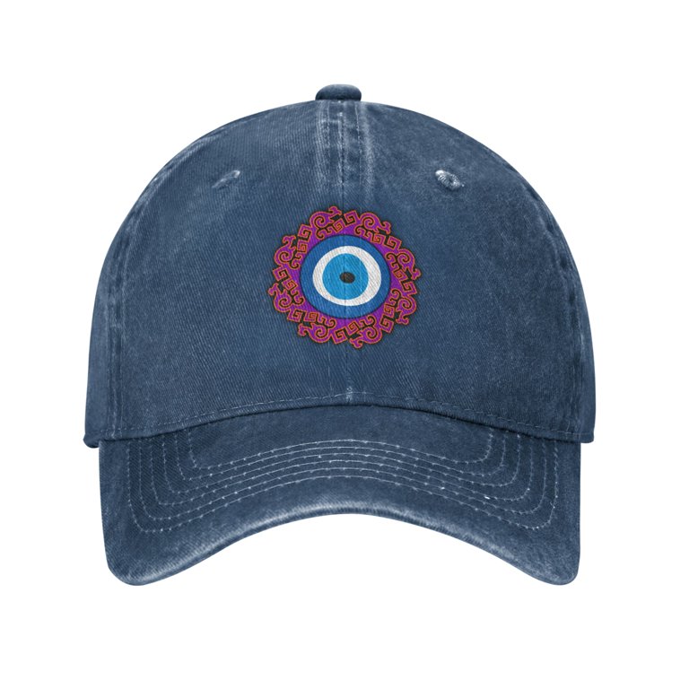 New Custom Designed Blue Washed Baseball Hat with Evil Eyes, Adjustable. Evil Eye Baseball Cap - Etsy main image 4