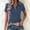 Blue, variant on Women Tshirts Turn Down Collar Short Sleeve Solid Tee Classic Fit Womens Tees XL