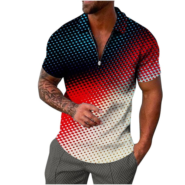 Camisetas con Cuello en V Hombres de Moda Impresa de Manga Corta, Camiseta Casual con Cuello en V para la Primavera Y el Uso Diario