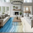 thumbnail image 5 of Blue Beige Gradient Beach Washable Area Rug 5 x 7 ft Abstracts Seaside Ocean Wave Coastal, Soft Non Slip Rugs Stain Repellent Indoor Felt Carpet for Living Dining Room Bedroom Home Office, 5 of 9