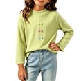 thumbnail image 2 of FAIWAD Girls Ribbed Knit Shirts Cute Long Sleeve Crew Neck Bow Tops Fall Casual Daily Clothes, 2 of 7