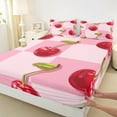 thumbnail image 3 of Castle Fairy Kawaii Cherry 4-Piece Full Size Sheets,Geometric Plaid Bed Sheets,Fresh Fruit Lightweight Sheet Sets,Breathable Kawaii Home Decor, 3 of 7