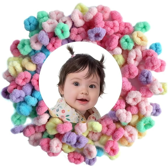 Tiny Hair Tie for Toddler Girls,120pcs,No Damage Hair Ties for Kids,Children,Seamless,Soft Cotton Small Hair Elastic Pony Tail Tie,Won't Pull Out (Purple)