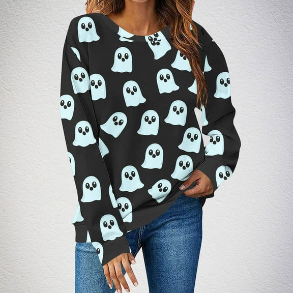 Neewe Women's Casual Printed Oversized Sweatshirt Crew Neck Color Block Loose Pullover Tops