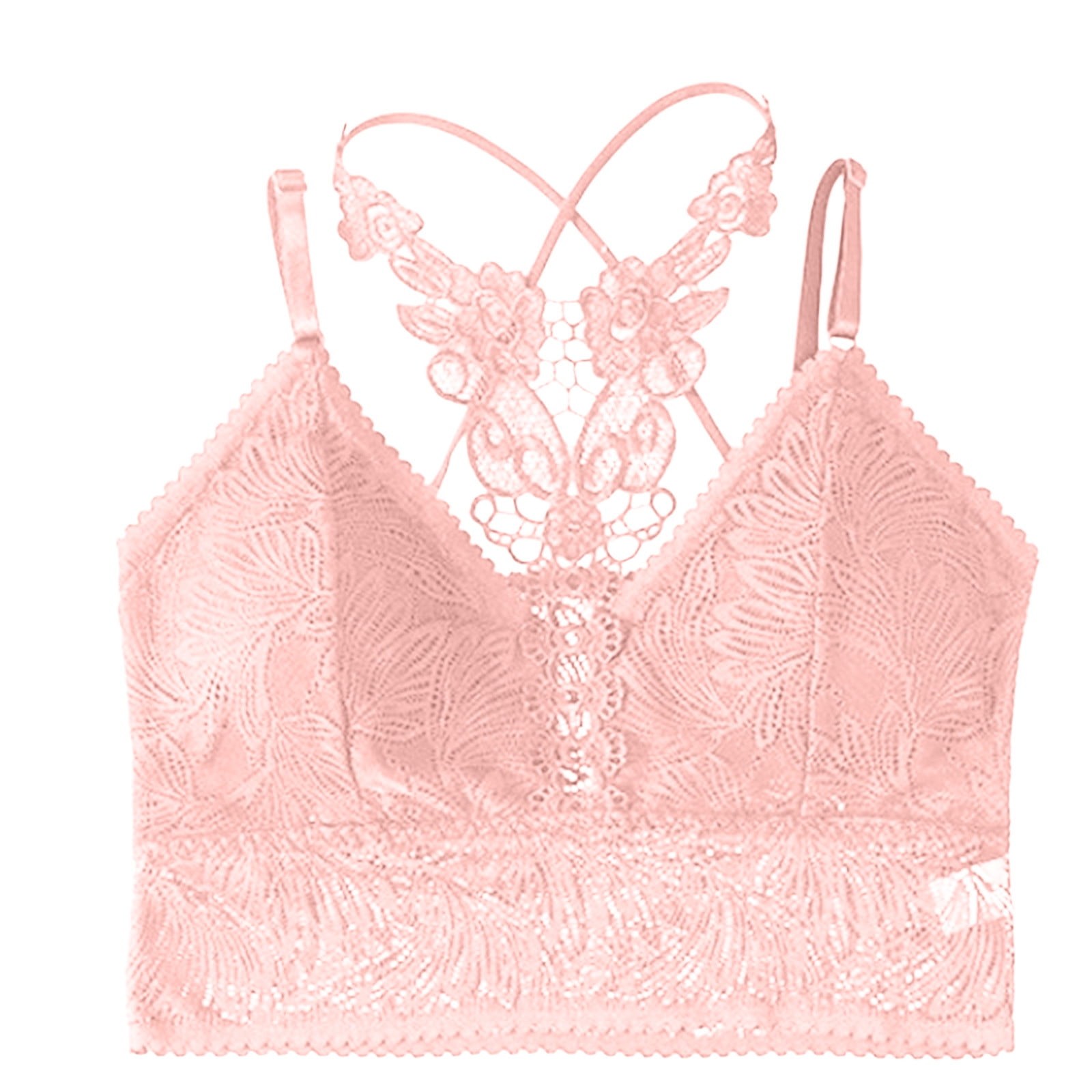 vbnergoie Women's Sleeveless Floral Lace Bra Padded Tank Tops Spaghetti