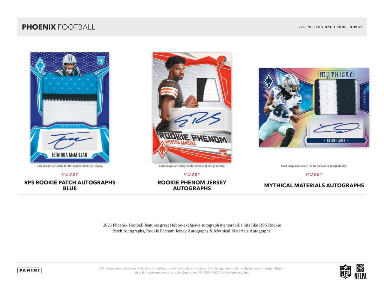 Panini 2025 Phoenix Football Hobby Trading Card Box