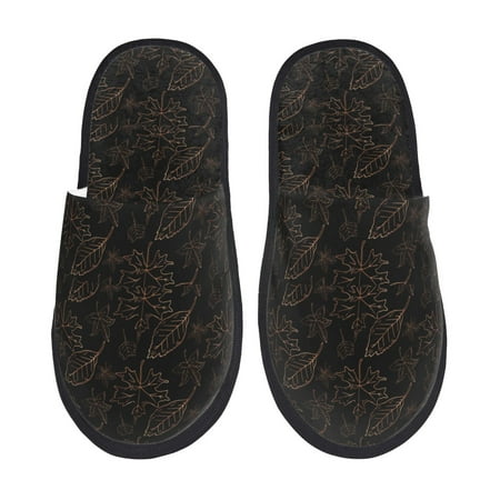 Balery Autumn Leaves1 Slient Indoor Furry Fleece Comfort House Shoes Soft Non-Slip Home Shoes Cotton slippers House Slippers-- Medium