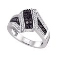 thumbnail image 1 of 10kt White Gold Womens Round Black Color Enhanced Diamond Cluster Ring 1/2 Cttw, 1 of 1
