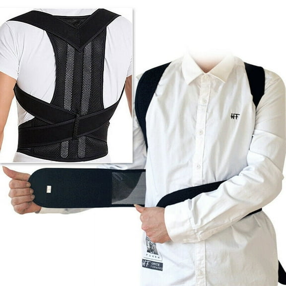 FIEWESEY Back Correction Belt, Adjustable Support Shoulder Bandage Back Posture Corrector, Back Brace for Slouching & Hunching (L)