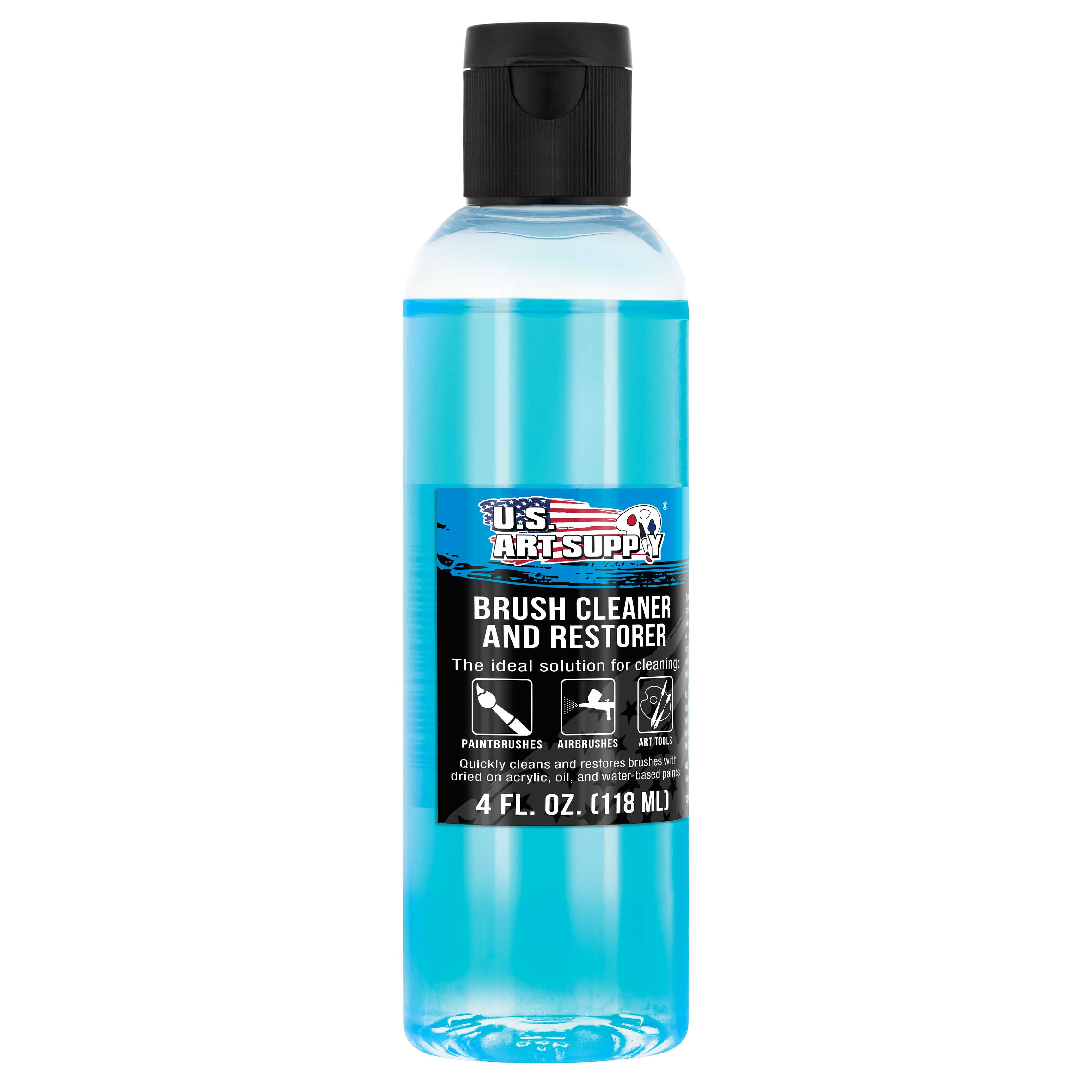 U.S. Art Supply Brush Cleaner and Restorer, 4 Ounce Bottle Quickly