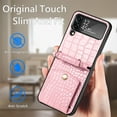 thumbnail image 4 of TECH CIRCLE For Samsung Galaxy Z Flip 4 Case,Slim Fit PU Leather Shockproof Protective Cover with Card Slot Shoulder Strap Case for Samsung Z Flip 4 6.7 inch 2022,Pink, 4 of 9
