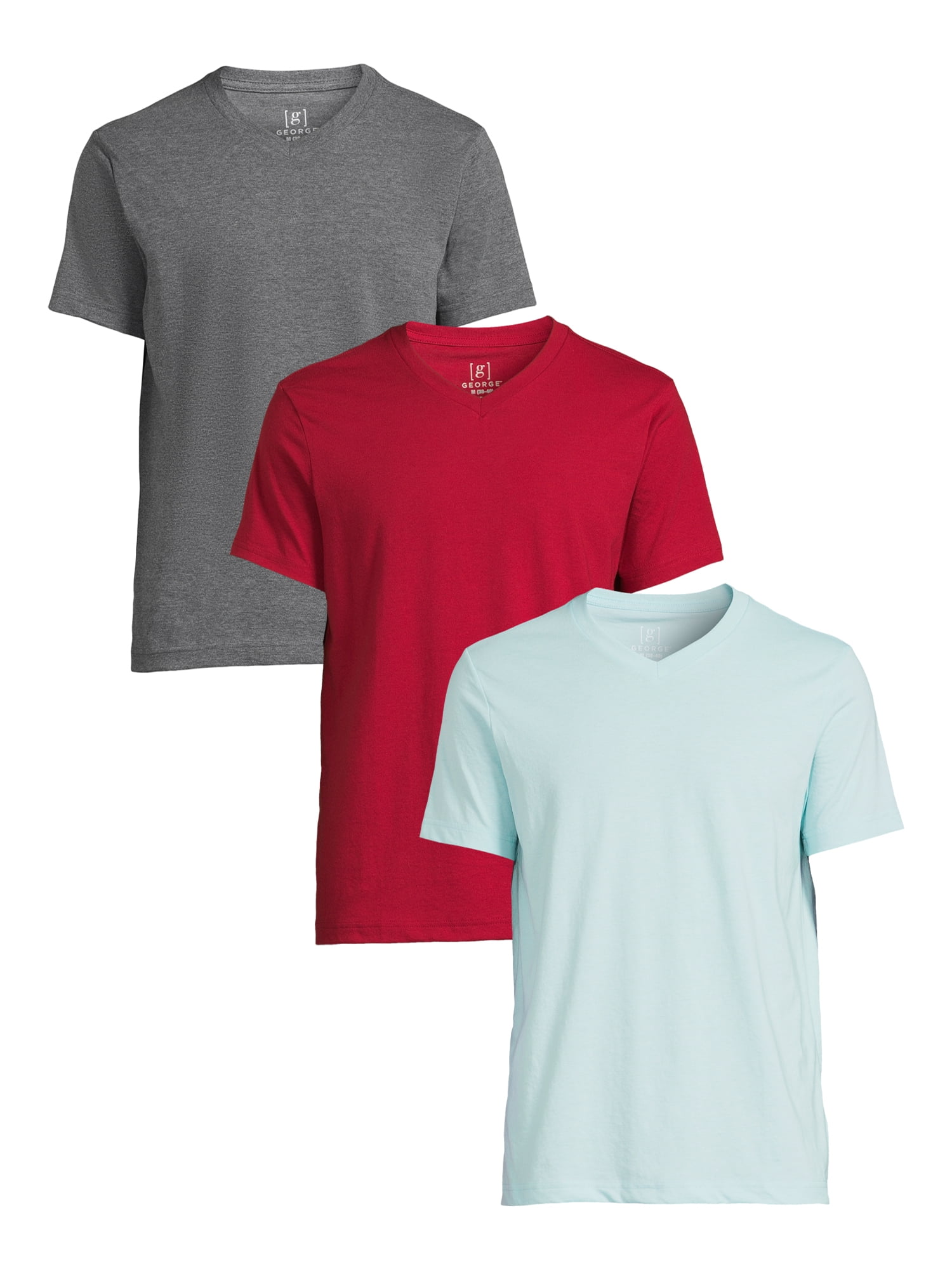 George Men's V-Neck Tees with Short Sleeves, 3-Pack - Walmart.com