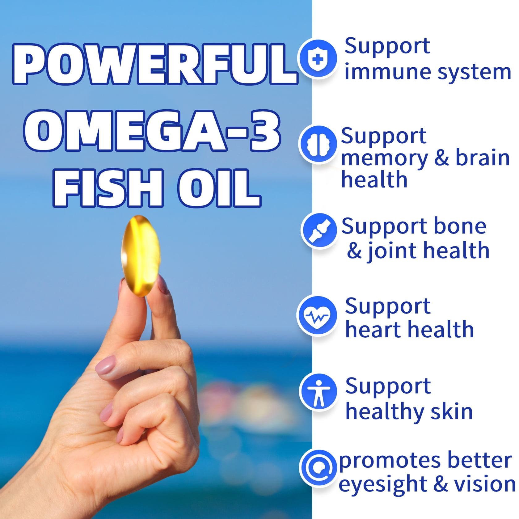 3 Pack Fish Oil 3000mg with EPA & DHA, Omega-3 Fish Oil Healthy Heart, Improved Cardiovascular Health,540 Softgels