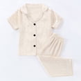 thumbnail image 4 of Xudanell Toddler Baby Girls Pajamas Silk Satin Short Sleeve Botton Shirt Tops Shorts Set Summer Sleepwear Lounge Pjs (6-12 Months,White), 4 of 6