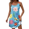 thumbnail image 3 of Otvok U Neck Tank Mini Dresses Women's Sleeveless Loose Fit Soft Lightweight Vacation Beach Casual Gown, 3 of 7