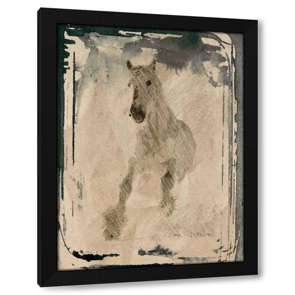 Irena Orlov 12x14 Black Modern Wood Framed Wall Art Titled - Running Horse IV