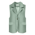 thumbnail image 3 of Breezora Women Sleeveless Blazer Vest Casual Office Wear Lightweight Open Front Waistcoat Summer Breathable Layering Piece L Size Green, 3 of 3