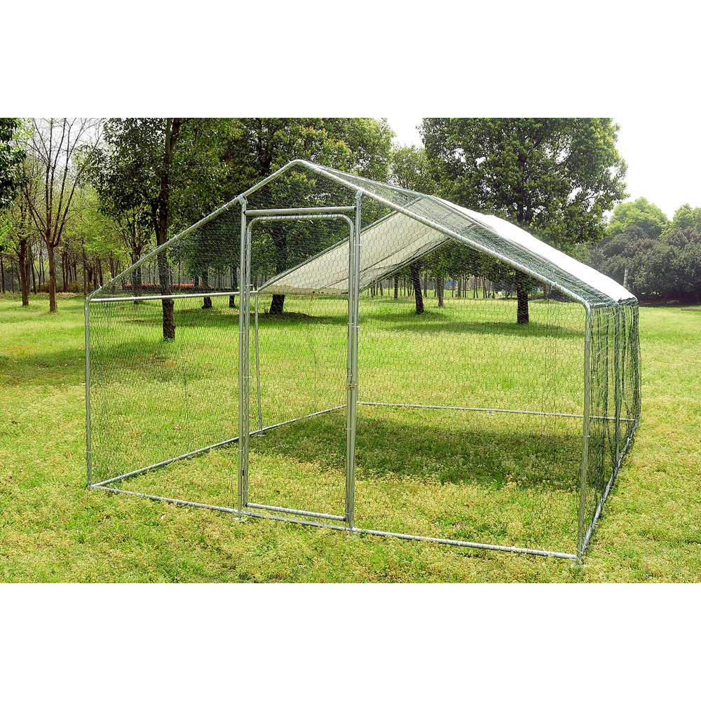 10x10ft Walk in Large Metal Chicken Coop Run Backyard Hen House Poultry