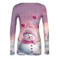 thumbnail image 5 of Christmas Graphic T-Shirt for Women Long Sleeve - Soft Slim Fit Crewneck Top, Cute Holiday Print Casual Tee, 5 of 7