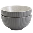 thumbnail image 3 of INFUSE 2 Piece Set of Large 58 oz. Stoneware Ramen Noodle Bowls Pho Soup Dinner, Gray Waves, 3 of 7