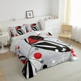 thumbnail image 2 of jejeloiu Abstract Geometric Bedding Comforter Set,Geometric Circle Dot Twin Comforter Sets,Red Black Gray Bedding Set For Men Women,Breathable Home Decor Reversible,2pcs, 2 of 8