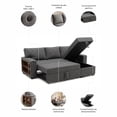 thumbnail image 4 of Sofá Cama Easy Living Porto Gris Oxford con chaise longue, almacenamiento y USB, 4 of 6