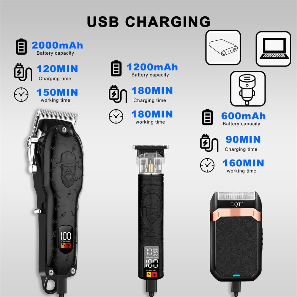 LQT Cordless Hair Clipper , USB charging, Hair Clipper with LCD display screen,Multi-purpose shaver, sufficient battery life, suitable for home and professional hair salons, exquisite gifts