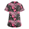 thumbnail image 3 of Minjewel Women's V-Neck Workwear Blouse Short Sleeve Pocket Top Heart Print Side Slit Nurse Uniform Casual Summer Tee,Black L, 3 of 4