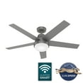 thumbnail image 2 of Hunter 52 inch Indoor Ceiling Fan with LED Light and Remote Control - Silver Modern Smart Ceiling Fan, Standard Mount, 5 Blades, For Bedroom, Living Room, or Kitchen - Aerodyne 51315, Matte Silver, 2 of 19