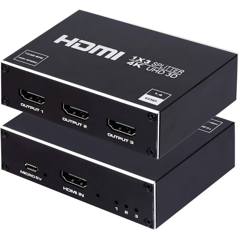 HDMI Splitter, 1 in 3 Out HDMI Splitter Audio Video Distributor Support 3D & 4K x 2K Compatible for HDTV, STB, Walmart.com