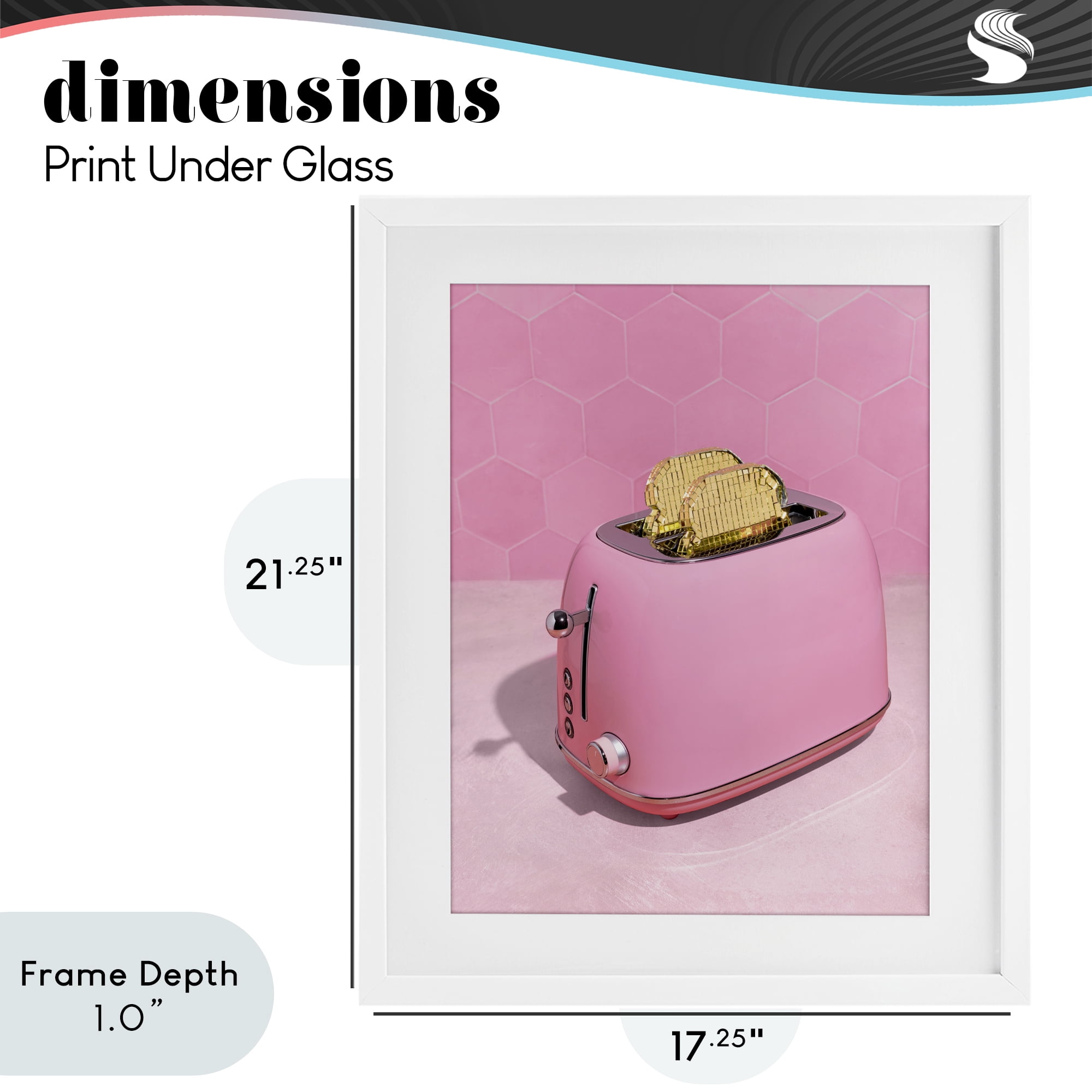 Stupell Industries Golden Toaster over Pink White Framed Print Under Glass, design by LISH Creative