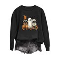 thumbnail image 4 of Cute Halloween Sweatshirt Women Raccoon Ghost Witch Graphic Print Crew Neck Long Sleeve Pullover Oversized Fleece Lined Fall Top for Spooky Season Holiday Party, 4 of 5