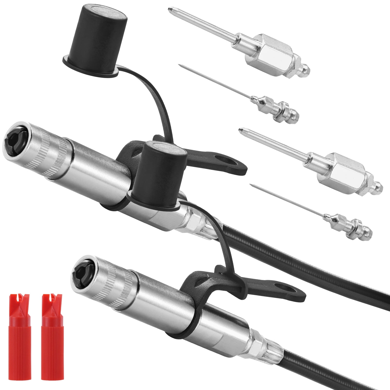 KFFKFF Grease Gun Connector Pair, 10000 PSI Pressure, Quick-Attach 3-Jaw Design with Hose, Cleaning Tool, Extension Needle & Secure Cap, Fits All 1/8" NPT Grease Guns