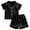 Black, variant on Plebaso Pajamas Set for Kids Button down Short Sleeve Shirts Ruffle Hem Shorts Boys Girls Nightwear Pjs