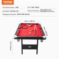 thumbnail image 5 of VEVOR Billiards Table, 6.3 ft Pool Table, Portable Foldable Space-Saving Table, Billiard Table Set Includes Balls, Cues, Chalks and Brush, Black with Red Cloth,Perfect for Family Game Room Kid Adult, 5 of 9
