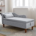 thumbnail image 2 of Upholstered Rolled Arm Chase Lounge with Nailhead Trim, Storage Chaise Lounge, Recliner Lounge Chair for Living Room Bedroom, 2 of 7