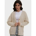 thumbnail image 3 of Cardigan Sweaters for Women Oversized Chunky Knit Long Cardigan Open Front Button Cardigans Trendy Fall, 3 of 6