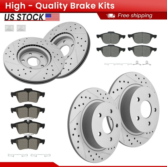 ACB ZONE Front Rear Brake Kits for 2013-2016 Ford Escape (980601, 680999, 1044,1095), Drilled Slotted Disc Brake Rotors and Ceramic Brake Pads