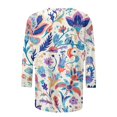 thumbnail image 5 of HLKJKLS Long Sleeve Shirts For Women Spring Print 3/4 Sleeve Round Neck Loose T Shirt Polyester Spandex Casual Fashion Purple S-3Xl, 5 of 7