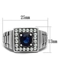 thumbnail image 2 of Mens Ring Silver Blue Round Cut Squared Stainless Steel Ring with Sapphire in Montana, 2 of 7