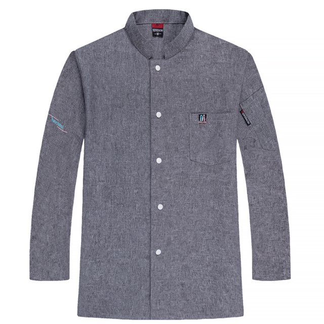 CHEF UNIFORM Uniform Cocina de manga larga Delantal con bolsillos delanteros Butcher Professional Home Suministros Sudor Bands for Grill Restaurant Grey 4xl sidaley LF000324-18