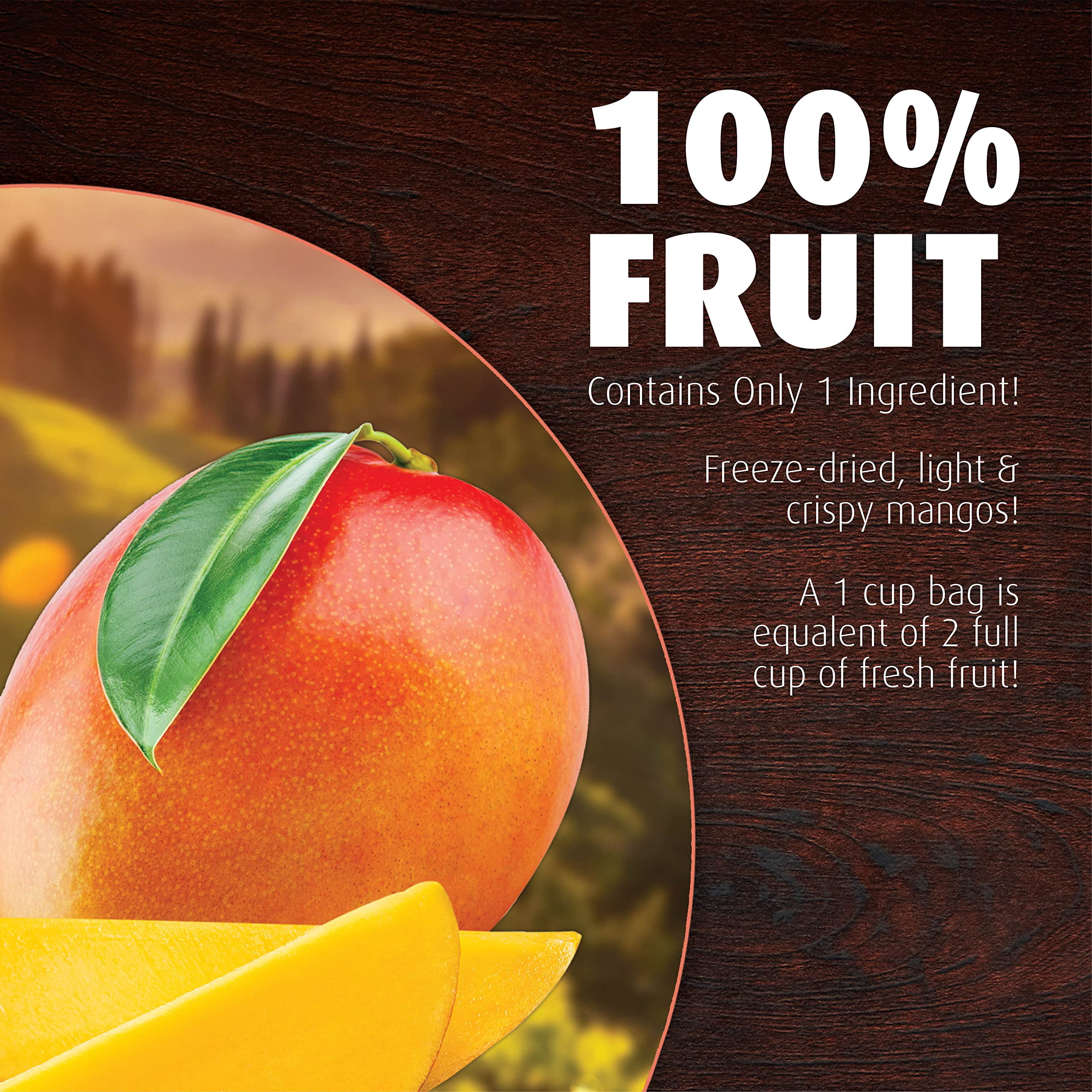 Brothers All Natural Freeze Dried Fruit Crisps, Mango, 1 Oz (Pack of 8), Made with 100% Fruit, Gluten Free, Soy Free, Vegan, Healthy Snack, Resealable Pouch