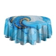 thumbnail image 5 of Blue Marble Gold Swirl Pattern Round Tablecloth 60"x60",Wrinkle Wipeable Table Cloth for Kitchen Dining Room Picnic Patio Party, 5 of 6