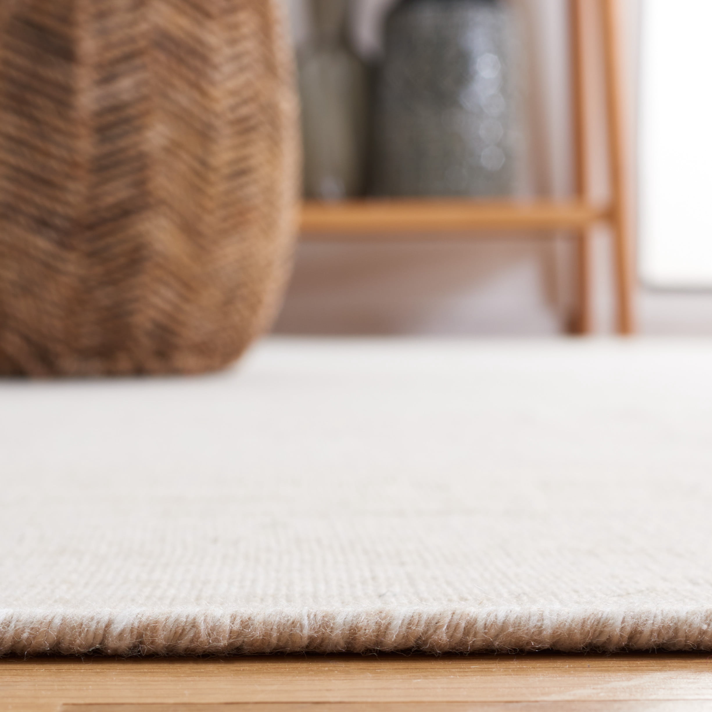 SAFAVIEH Kilim Nadia Striped Polyester Area Rug, Beige, 6' x 6' Square