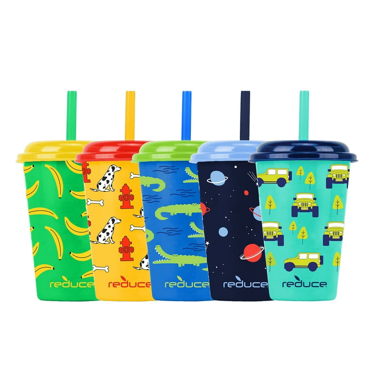 Reduce GoGo's – 12 oz Kids Tumbler Set, 5 Pack – Plastic Kids Cups with  Straws and Lids – Dishwasher Safe, BPA Free – An Ideal Kids Smoothie Cup –  Mix and Match, 5 Fun Designs, Wild 