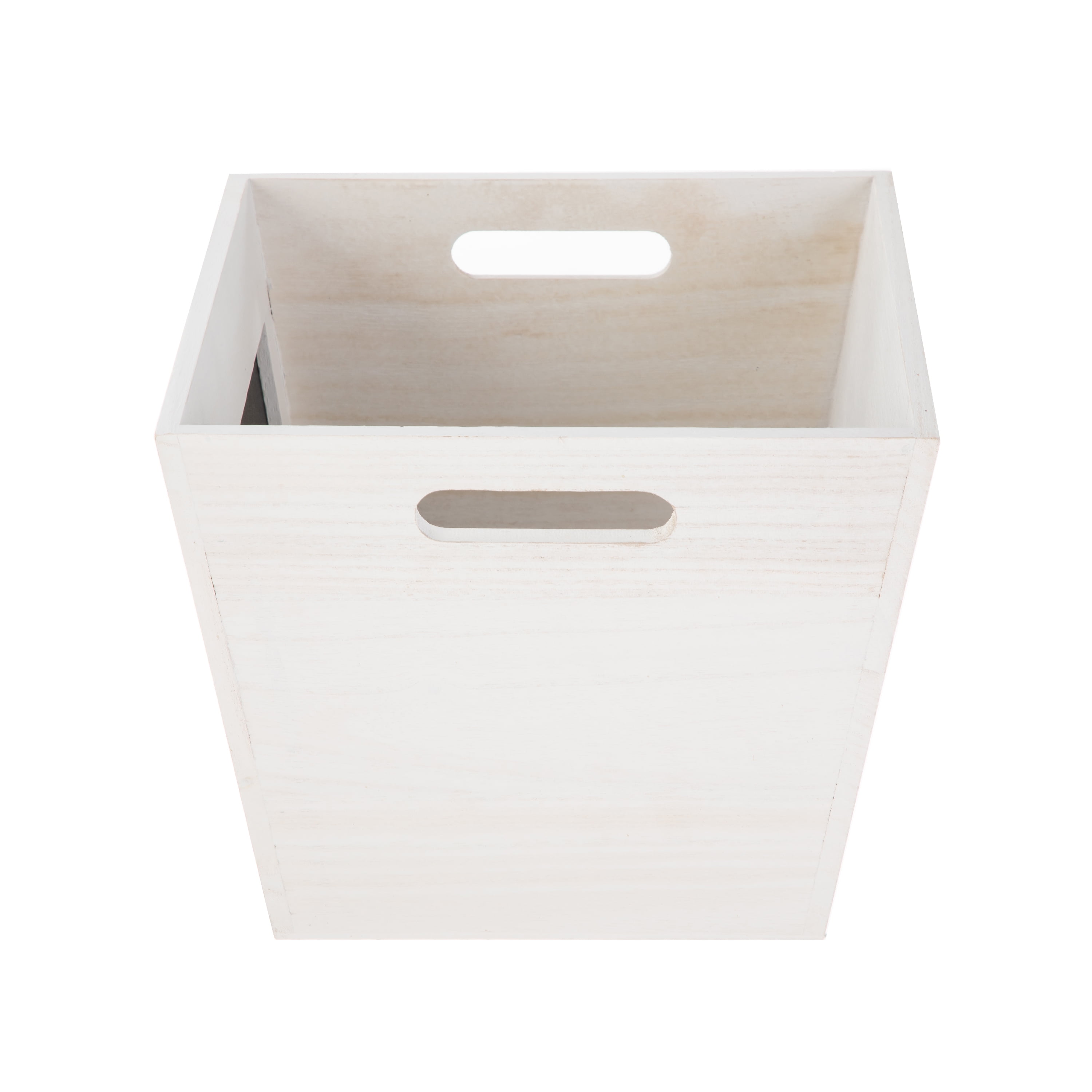 Your Zone Kids White Wood Storage Bin with Chalk Board Label and Cutout Handles, 11 in x 11 in x 9 in