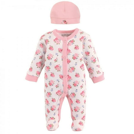 UPC: 0660168690491 | Luvable Friends Baby Girl Cotton Preemie Snap Sleep and Play and Cap 2pc Set  Floral  Preemie