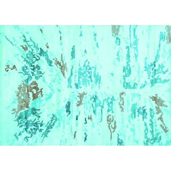Ahgly Company Indoor Rectangle Solid Turquoise Blue Modern Area Rugs, 8' x 10'