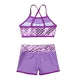 thumbnail image 5 of inhzoy Kids Girls Two Piece Tankini Sleeveless Sequins Ballet Dance Tops with Bottoms Set Lavender 10, 5 of 5
