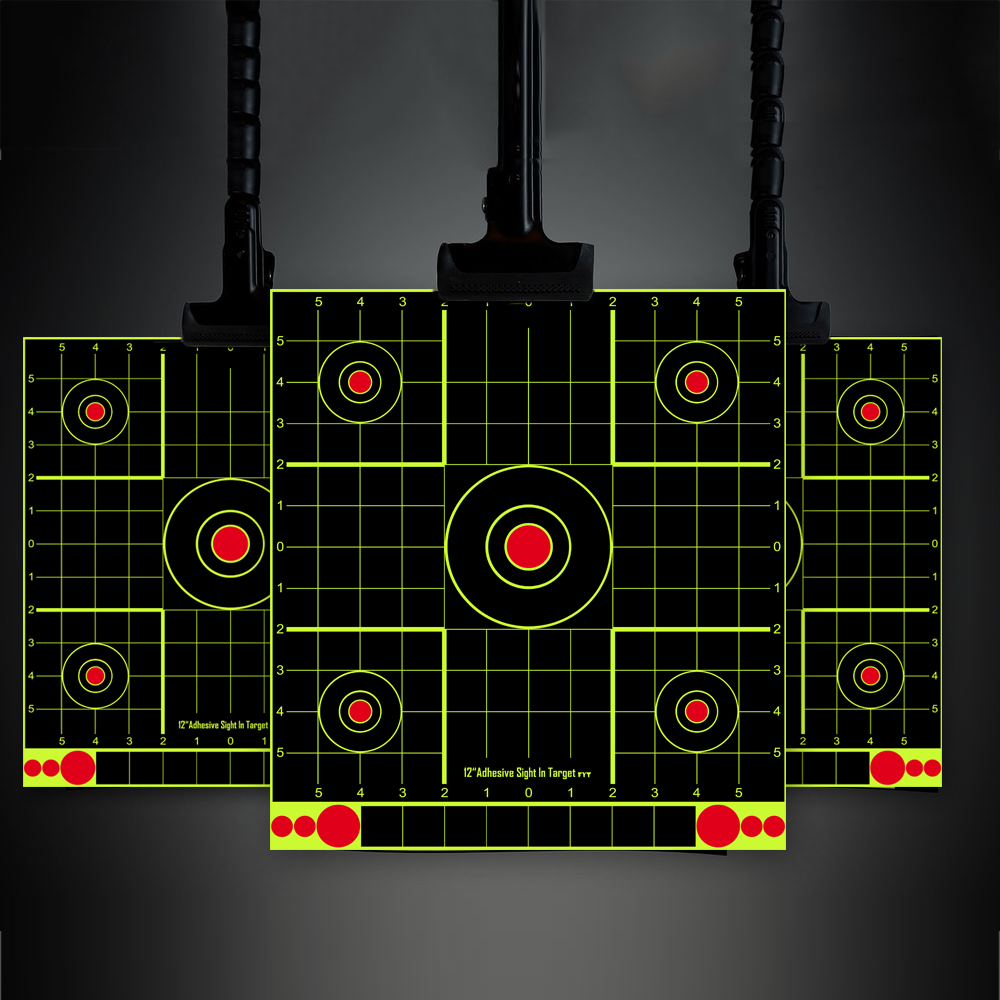 Atflbox 25pcs Splatter Adhesive Bullseye Fluorescent Yellow Shooting Target Stickers, Range BB Gun, Airsoft, Rifles (12" x 13")
